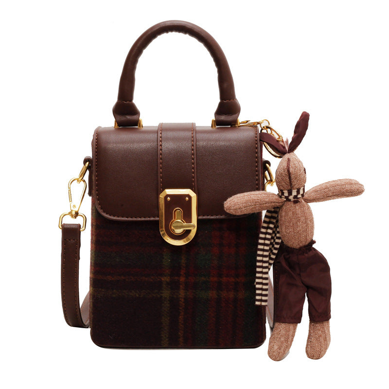 Wholesale Winter Plaid Single Shoulder Woolen Crossbody Bags